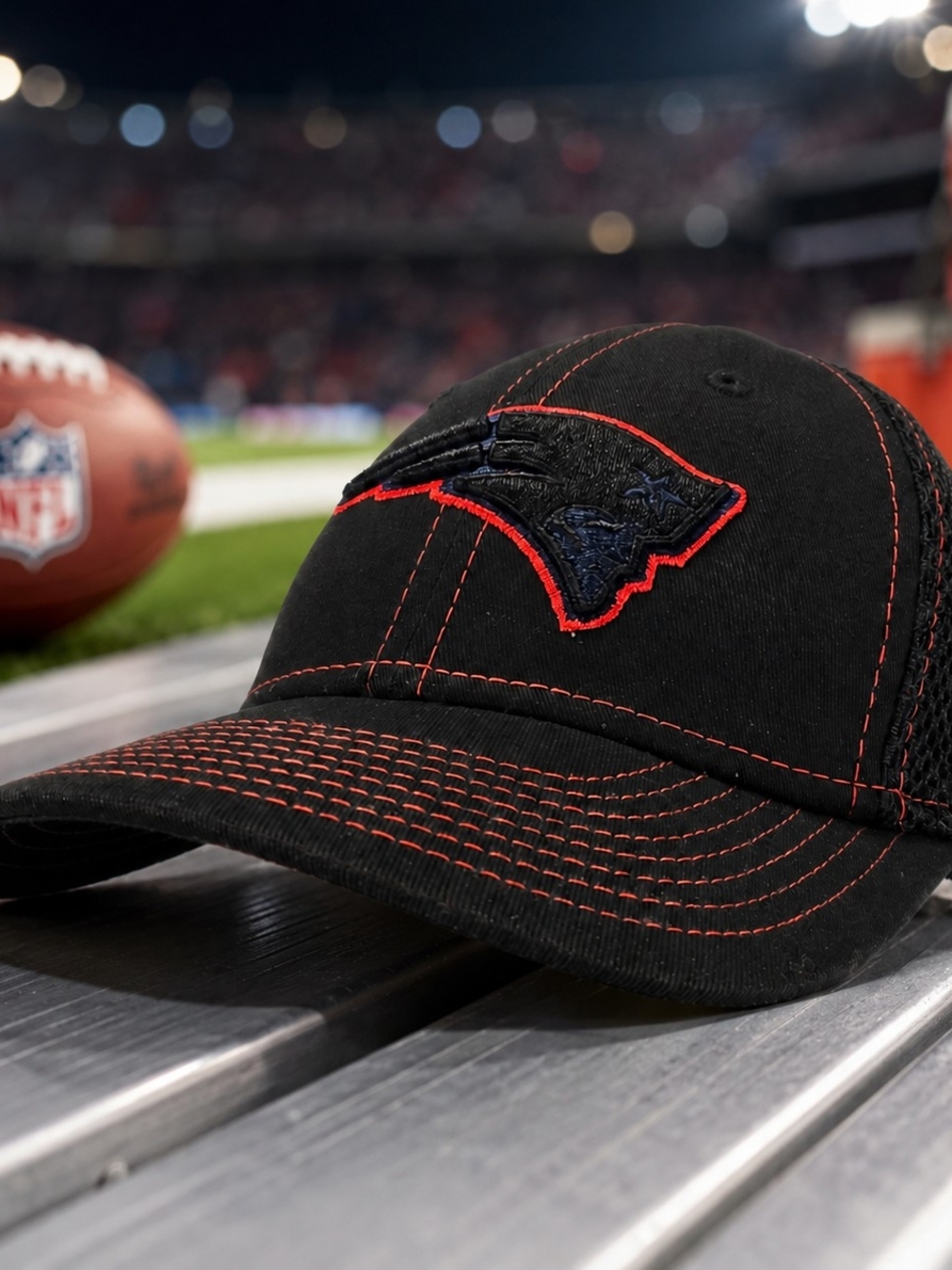 New England Patriots New Era 39THIRTY Youth Black Red NFL Hat